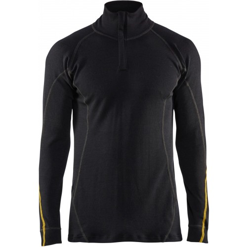 Flamskyddad underställströja half-zip, 78% merinoull