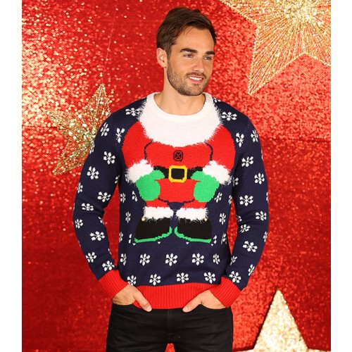 3D Santa knitted jumper with eyelash yarn