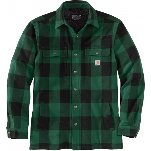 Relaxed fit heavyweight flannel sherpa-lined shirt jac