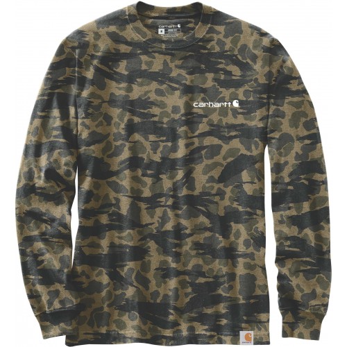 Relaxed Fit Heavyweight Long-sleeve Camo Logo Graphic T-shirt