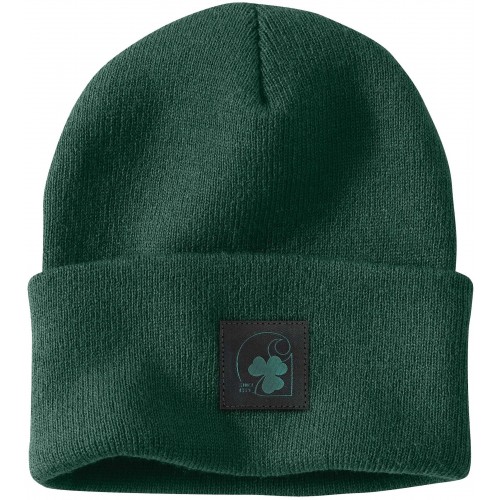 Knit Shamrock Patch Beanie