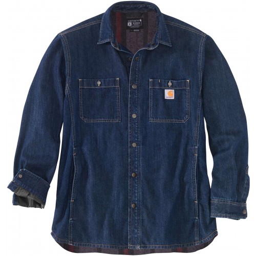 Denim Fleece Lined Snap Front Shirt