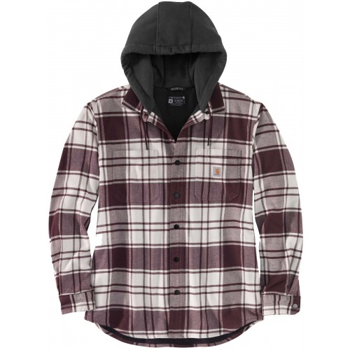 Flannel Fleece Lined Hooded Shirt Jac