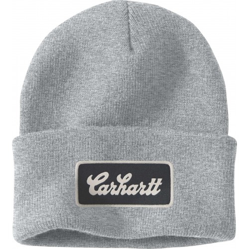 Knit Cuffed Script Patch Beanie