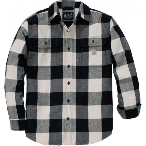 Loose Fit Heavyweight Flannel Long-Sleeve Plaid Shirt