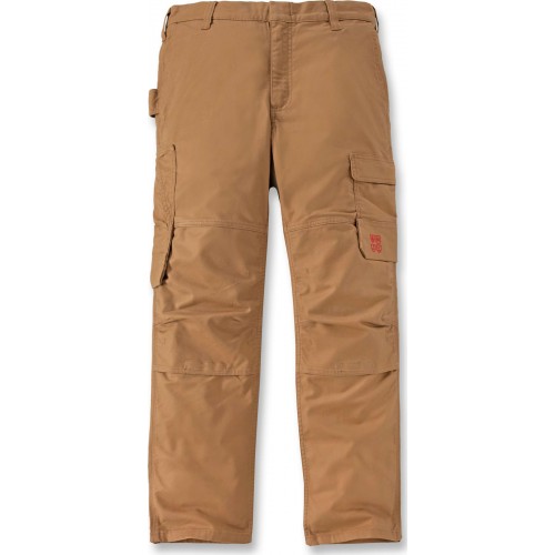 FR Relaxed Straight Steel Rugged Flex™ Canvas Multi-Norm Double-Front Multi-Cargo Dungaree-Brown