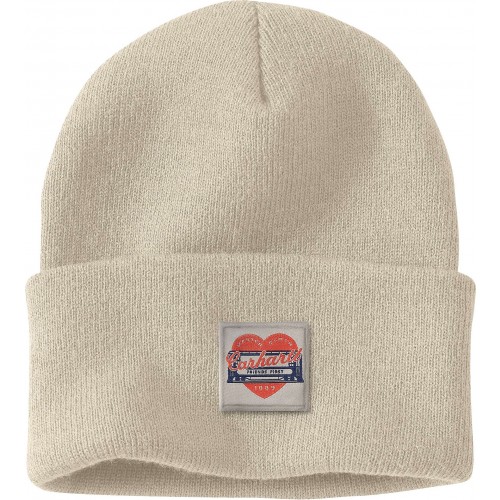 Women's Knit Heart Patch Beanie